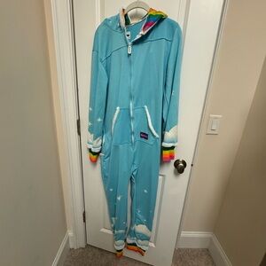 Tipsy Elves Sky Blue Kids One Piece with Rainbow Trim